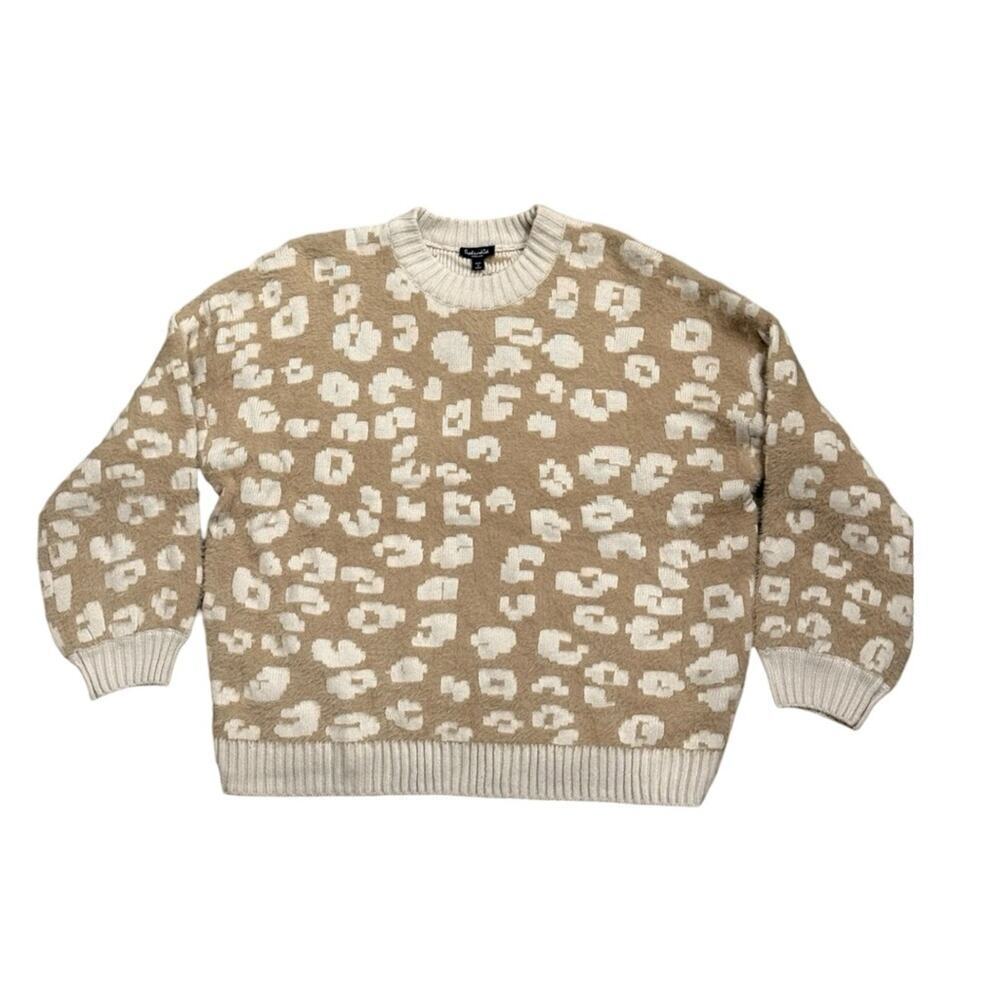 Splendid Leopard Eyelash Knit Sweater M‎ Fuzzy Jacquard Cozy Fall Layer - Picture 7 of 7